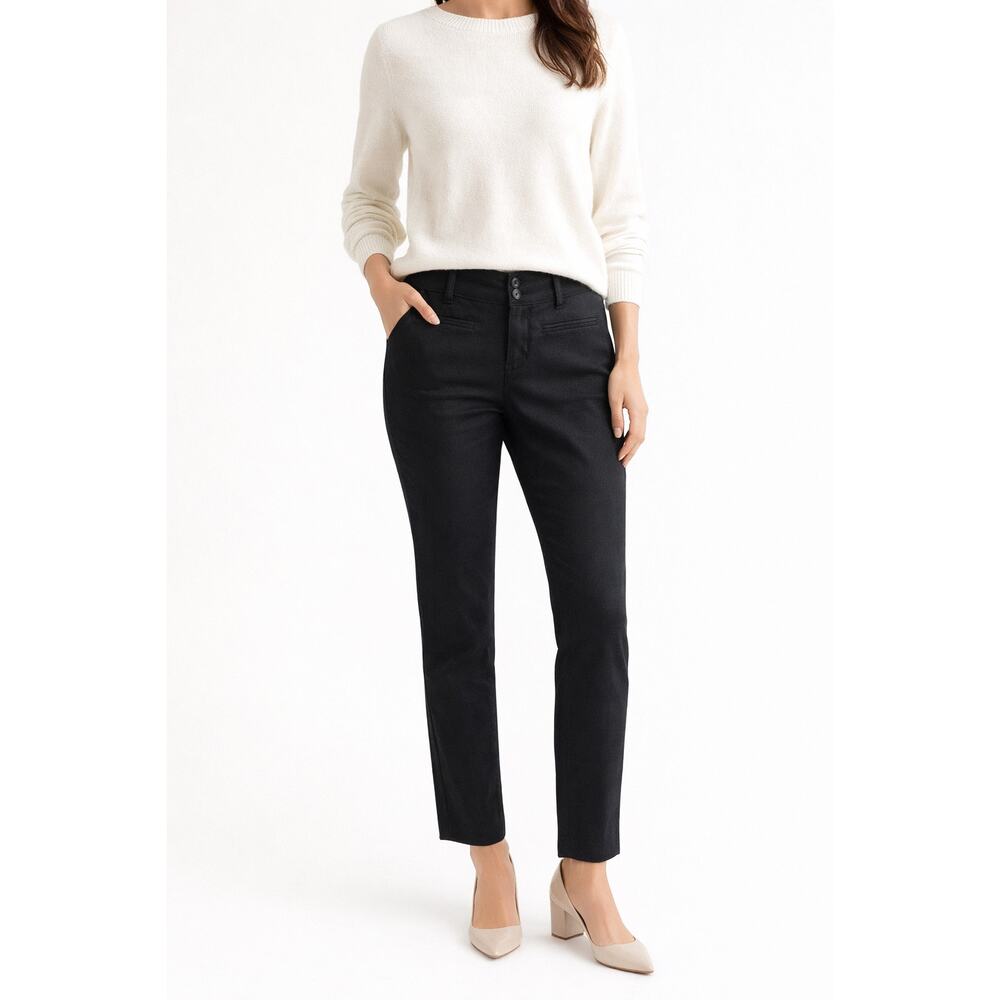 Anthropologie The Essential Slim Black Cotton Rayon Blend Ankle Pants Size 4